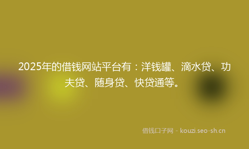 2025年的借钱网站平台有：洋钱罐、滴水贷、功夫贷、随身贷、快贷通等。