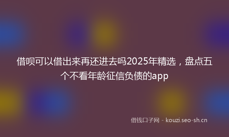 借呗可以借出来再还进去吗2025年精选，盘点五个不看年龄征信负债的app