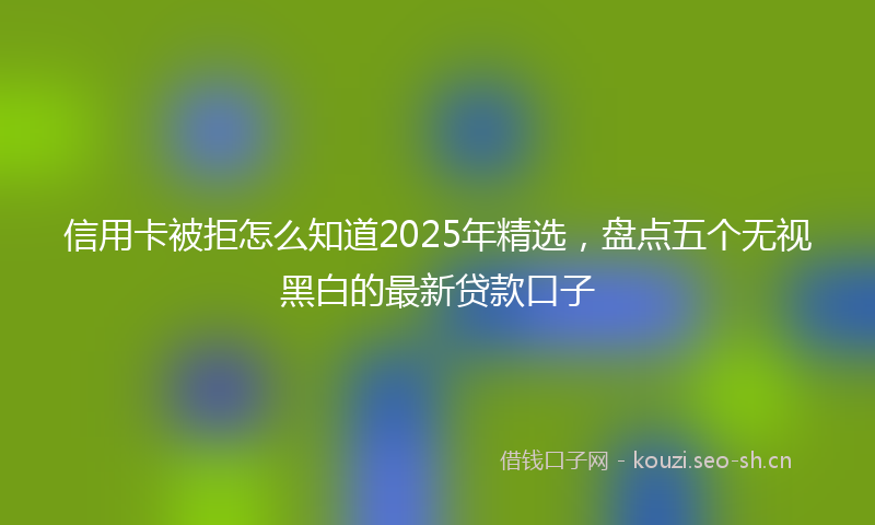 信用卡被拒怎么知道2025年精选，盘点五个无视黑白的最新贷款口子