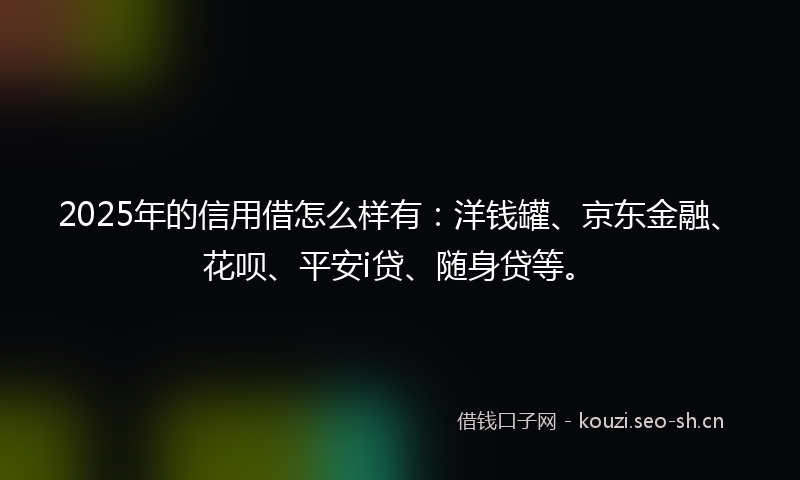 2025年的信用借怎么样有：洋钱罐、京东金融、花呗、平安i贷、随身贷等。