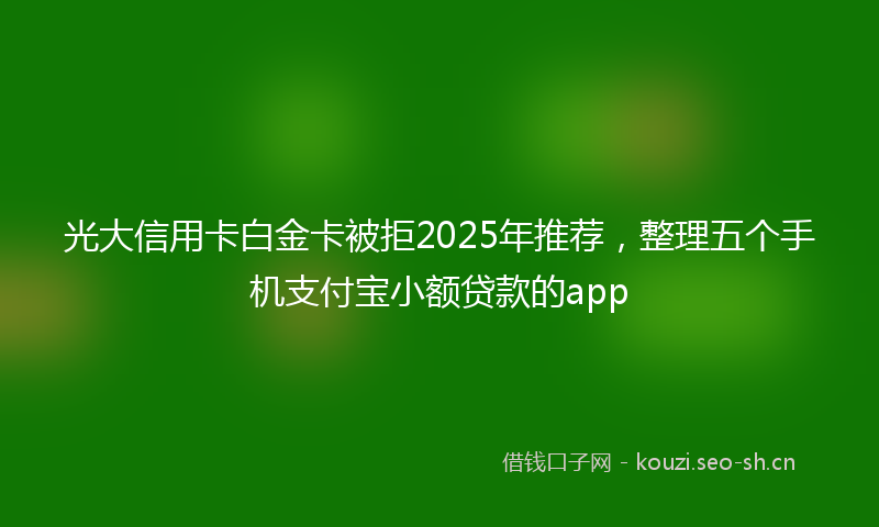 光大信用卡白金卡被拒2025年推荐，整理五个手机支付宝小额贷款的app