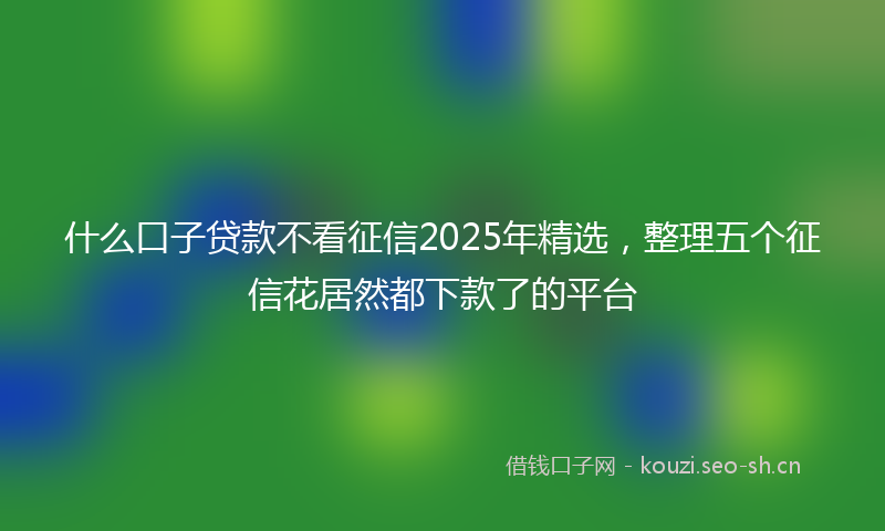 什么口子贷款不看征信2025年精选，整理五个征信花居然都下款了的平台