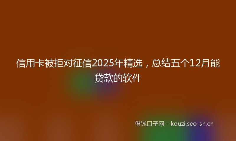 信用卡被拒对征信2025年精选，总结五个12月能贷款的软件