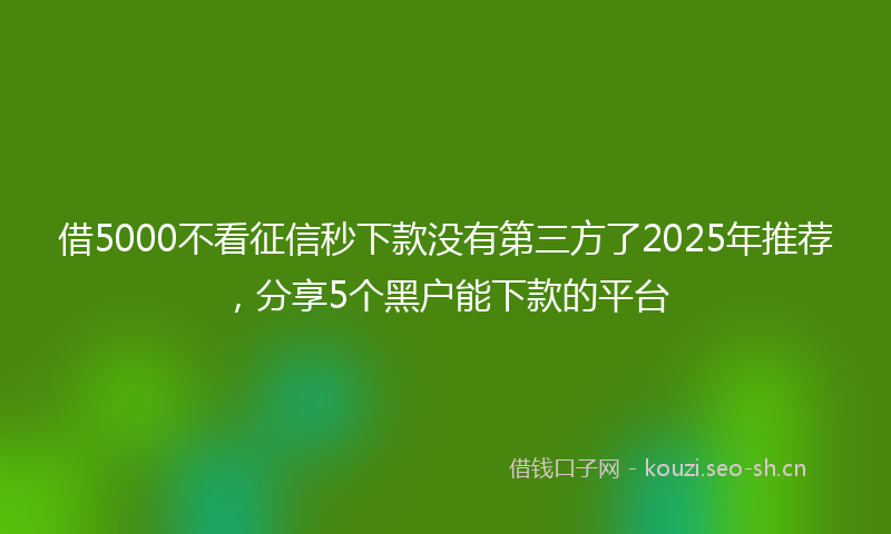 借5000不看征信秒下款没有第三方了2025年推荐,分享5个黑户能下款的平台
