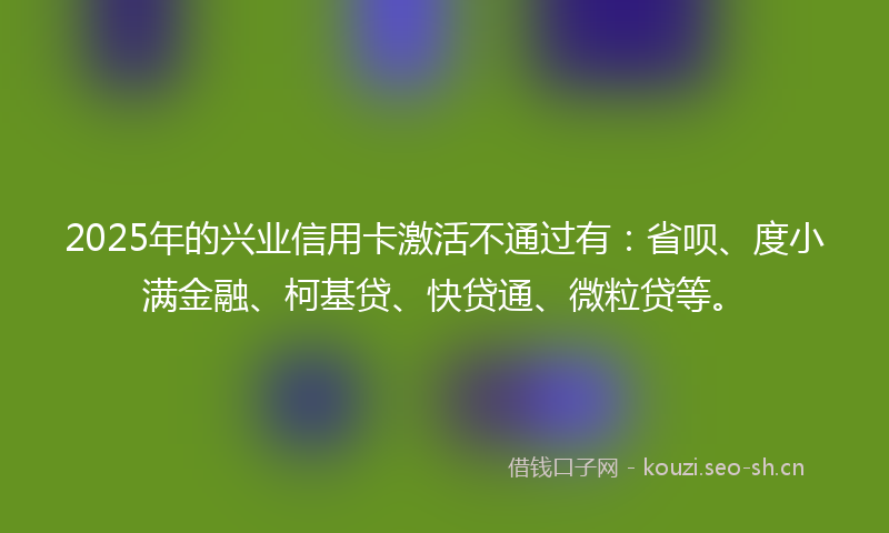 2025年的兴业信用卡激活不通过有：省呗、度小满金融、柯基贷、快贷通、微粒贷等。