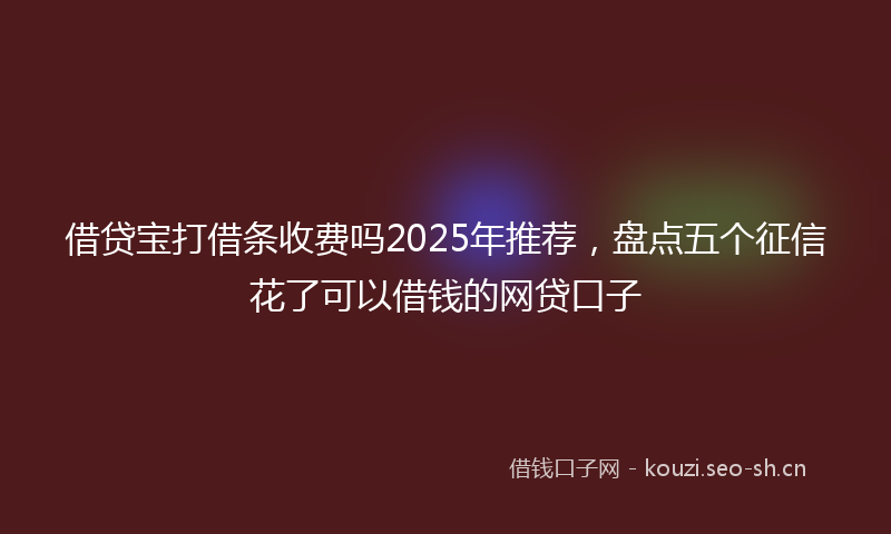借贷宝打借条收费吗2025年推荐，盘点五个征信花了可以借钱的网贷口子