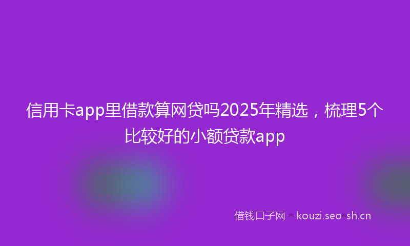 信用卡app里借款算网贷吗2025年精选，梳理5个比较好的小额贷款app