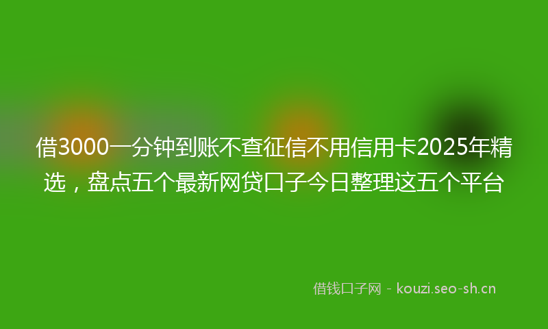借3000一分钟到账不查征信不用信用卡2025年精选,盘点五个最新网贷口子今日整理这五个平台
