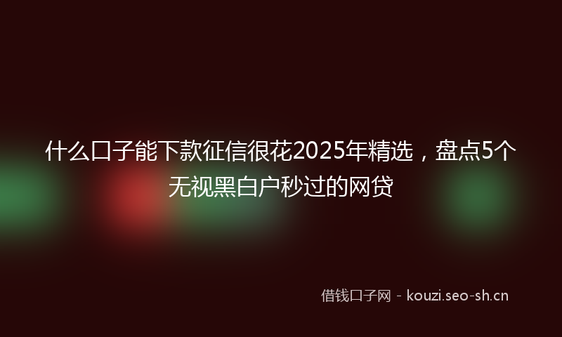 什么口子能下款征信很花2025年精选，盘点5个无视黑白户秒过的网贷