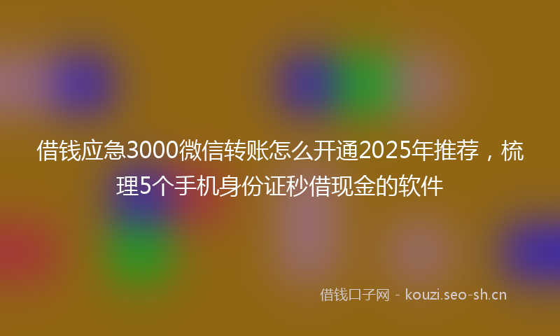 借钱应急3000微信转账怎么开通2025年推荐，梳理5个手机身份证秒借现金的软件