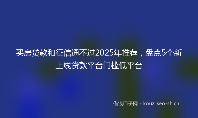 买房贷款和征信通不过2025年推荐，盘点5个新上线贷款平台门槛低平台