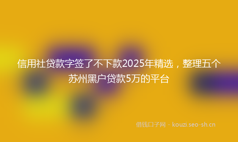 信用社贷款字签了不下款2025年精选，整理五个苏州黑户贷款5万的平台