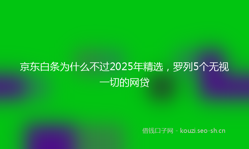 京东白条为什么不过2025年精选，罗列5个无视一切的网贷