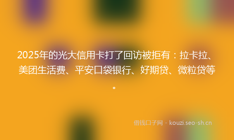 2025年的光大信用卡打了回访被拒有：拉卡拉、美团生活费、平安口袋银行、好期贷、微粒贷等。