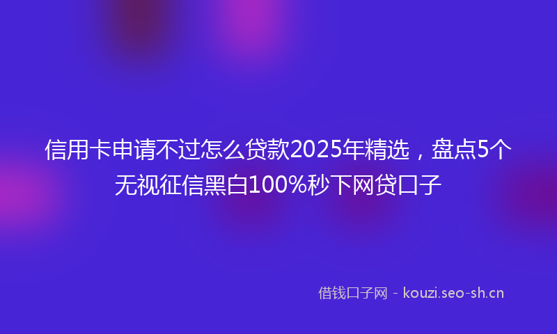 信用卡申请不过怎么贷款2025年精选，盘点5个无视征信黑白100%秒下网贷口子