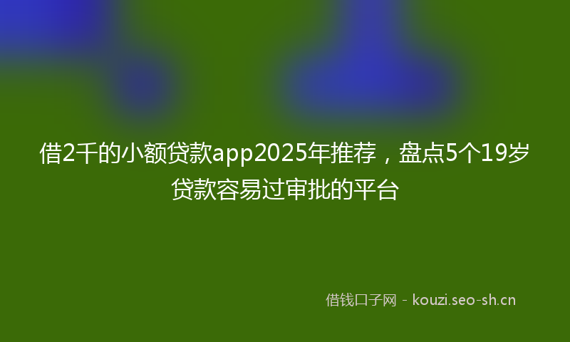 借2千的小额贷款app2025年推荐，盘点5个19岁贷款容易过审批的平台