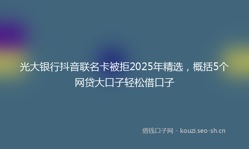 光大银行抖音联名卡被拒2025年精选，概括5个网贷大口子轻松借口子