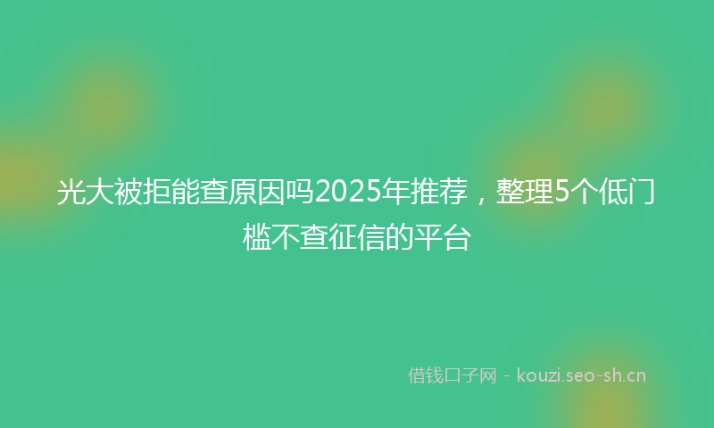 光大被拒能查原因吗2025年推荐，整理5个低门槛不查征信的平台