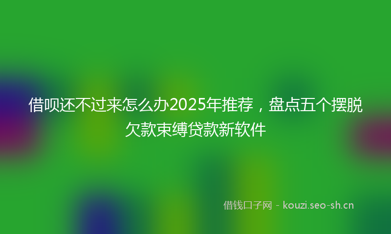 借呗还不过来怎么办2025年推荐，盘点五个摆脱欠款束缚贷款新软件