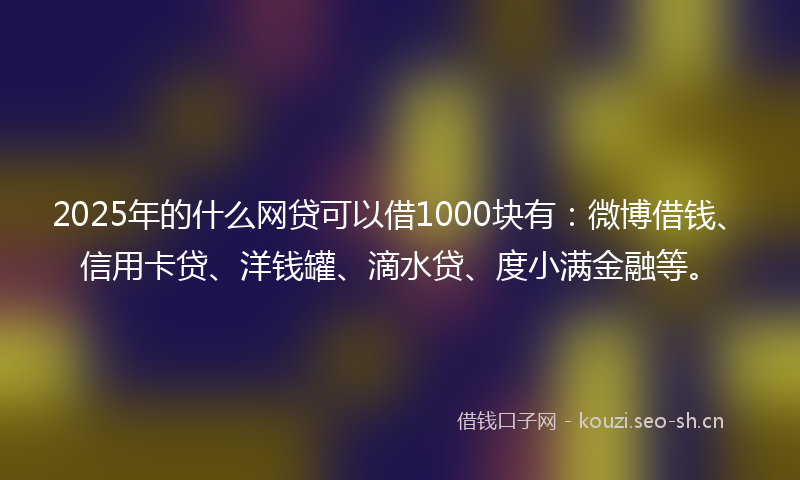 2025年的什么网贷可以借1000块有：微博借钱、信用卡贷、洋钱罐、滴水贷、度小满金融等。