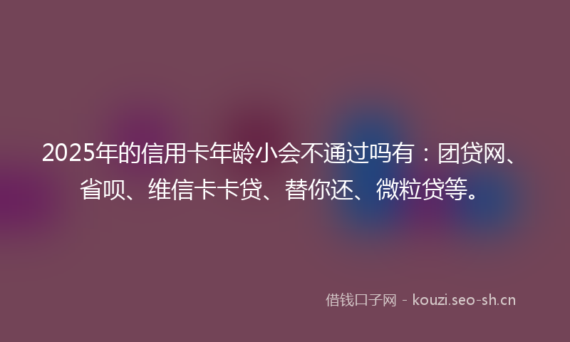 2025年的信用卡年龄小会不通过吗有：团贷网、省呗、维信卡卡贷、替你还、微粒贷等。