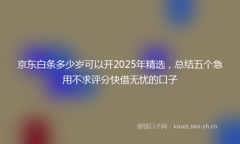 京东白条多少岁可以开2025年精选，总结五个急用不求评分快借无忧的口子