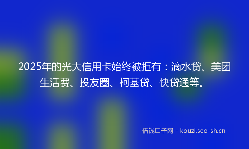 2025年的光大信用卡始终被拒有:滴水贷、美团生活费、投友圈、柯基贷、快贷通等。