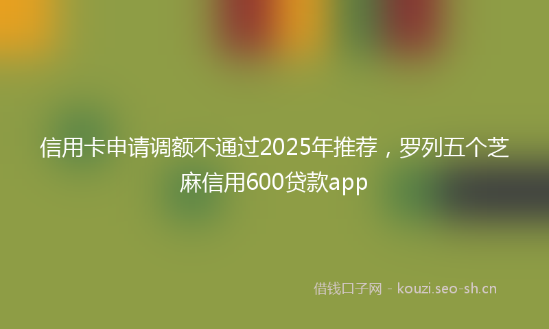 信用卡申请调额不通过2025年推荐，罗列五个芝麻信用600贷款app