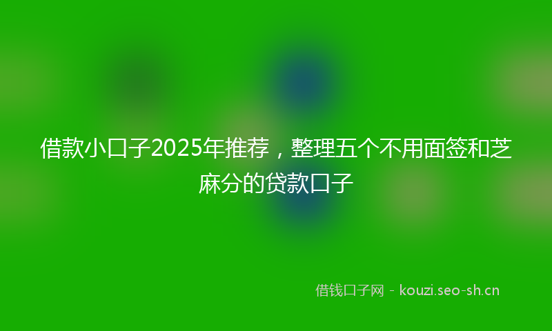 借款小口子2025年推荐，整理五个不用面签和芝麻分的贷款口子