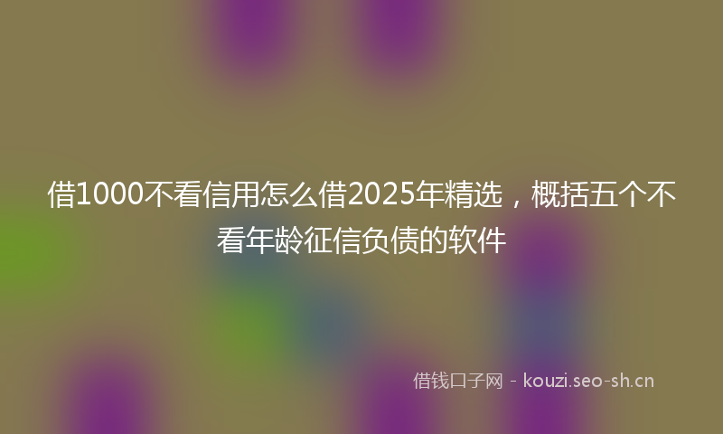 借1000不看信用怎么借2025年精选，概括五个不看年龄征信负债的软件