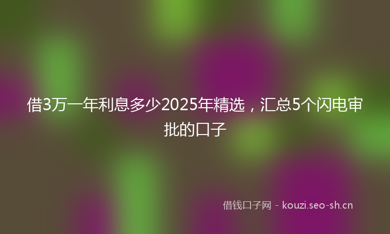借3万一年利息多少2025年精选，汇总5个闪电审批的口子