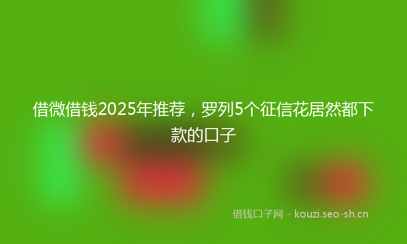 借微借钱2025年推荐，罗列5个征信花居然都下款的口子