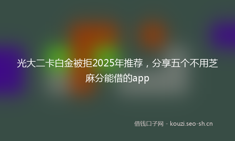 光大二卡白金被拒2025年推荐,分享五个不用芝麻分能借的app