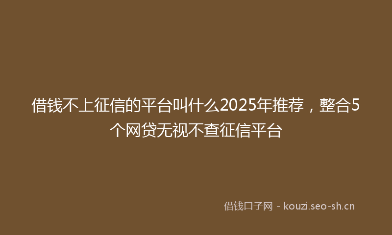 借钱不上征信的平台叫什么2025年推荐，整合5个网贷无视不查征信平台