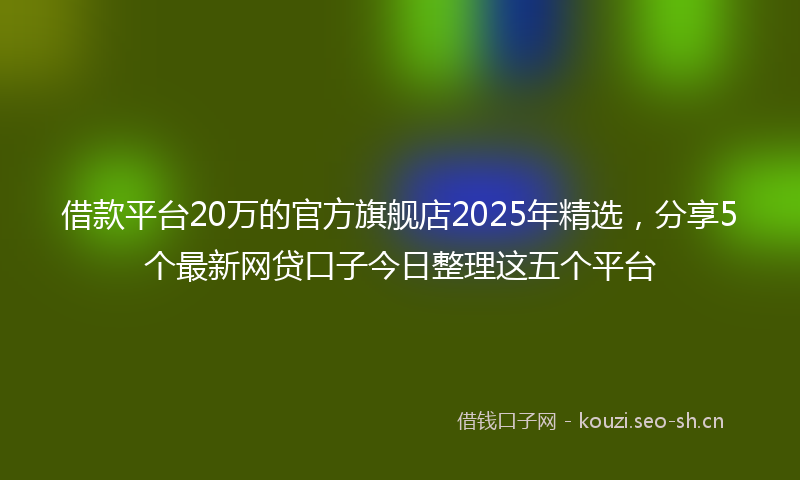 借款平台20万的官方旗舰店2025年精选，分享5个最新网贷口子今日整理这五个平台