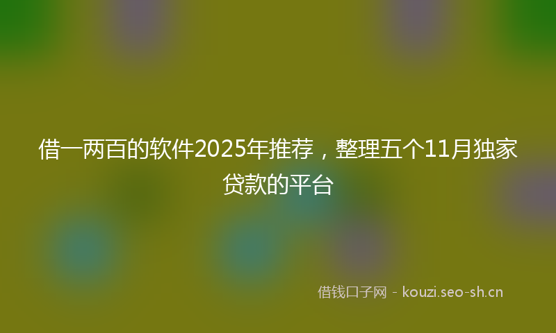 借一两百的软件2025年推荐，整理五个11月独家贷款的平台