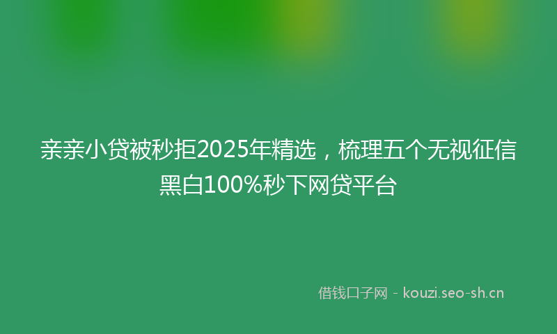 亲亲小贷被秒拒2025年精选，梳理五个无视征信黑白100%秒下网贷平台