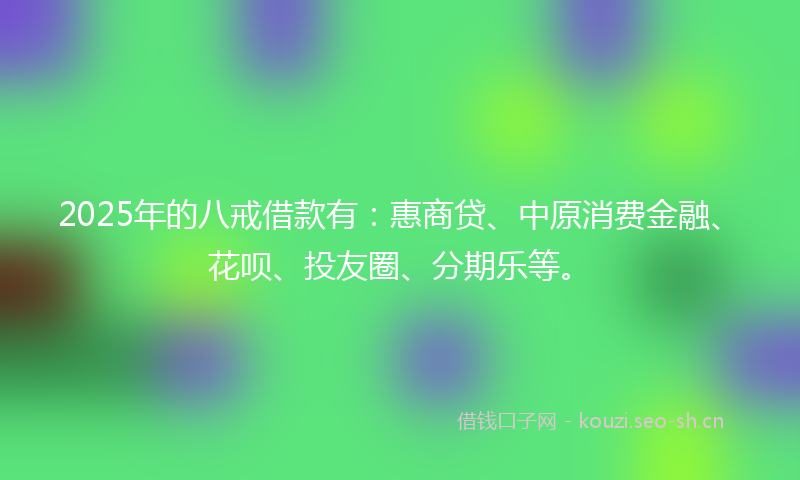 2025年的八戒借款有：惠商贷、中原消费金融、花呗、投友圈、分期乐等。