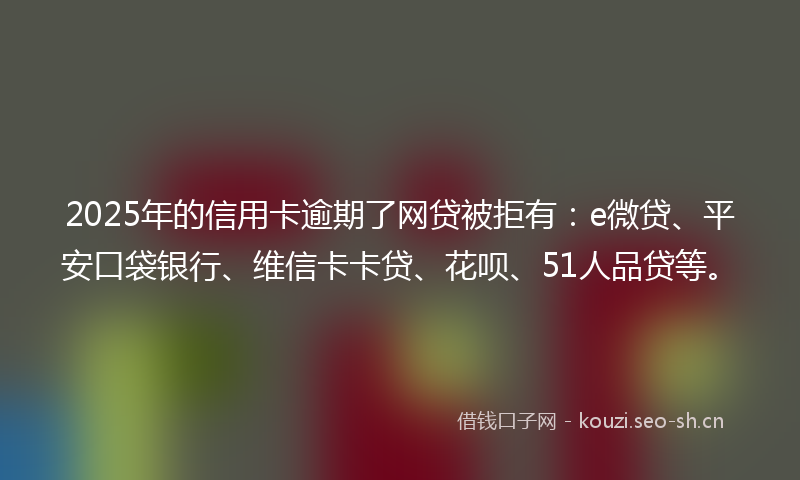 2025年的信用卡逾期了网贷被拒有：e微贷、平安口袋银行、维信卡卡贷、花呗、51人品贷等。
