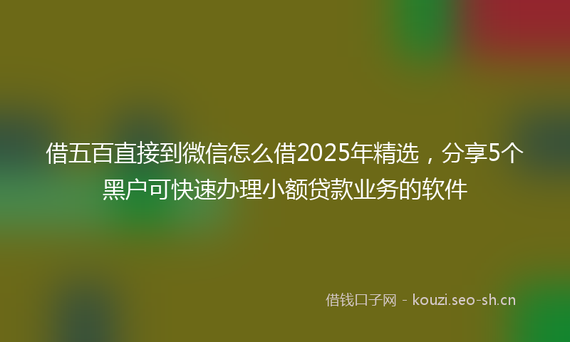 借五百直接到微信怎么借2025年精选，分享5个黑户可快速办理小额贷款业务的软件
