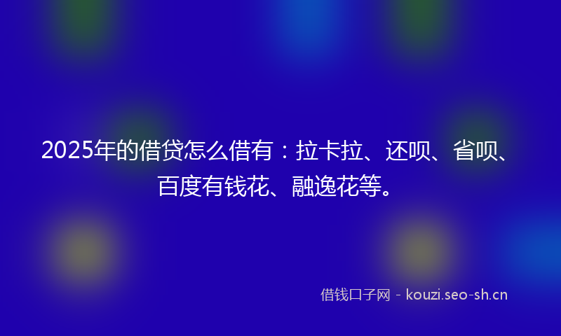2025年的借贷怎么借有：拉卡拉、还呗、省呗、百度有钱花、融逸花等。