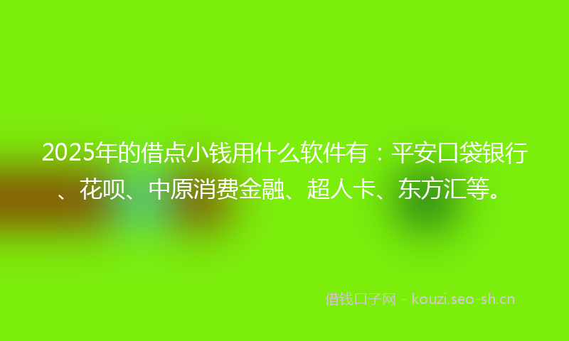 2025年的借点小钱用什么软件有：平安口袋银行、花呗、中原消费金融、超人卡、东方汇等。