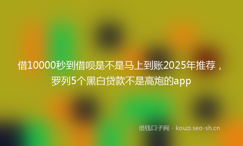 借10000秒到借呗是不是马上到账2025年推荐，罗列5个黑白贷款不是高炮的app