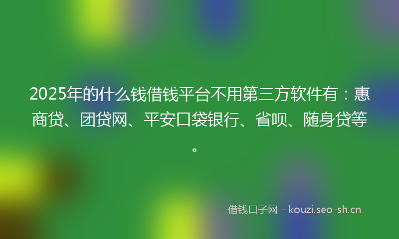 2025年的什么钱借钱平台不用第三方软件有：惠商贷、团贷网、平安口袋银行、省呗、随身贷等。