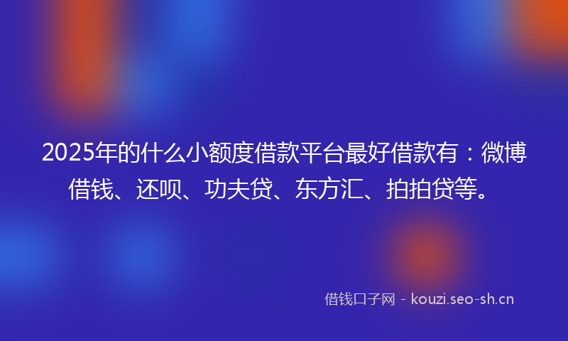 2025年的什么小额度借款平台最好借款有：微博借钱、还呗、功夫贷、东方汇、拍拍贷等。