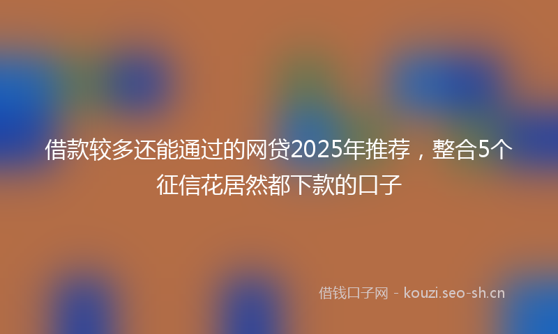 借款较多还能通过的网贷2025年推荐，整合5个征信花居然都下款的口子