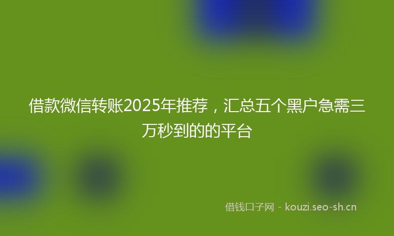 借款微信转账2025年推荐，汇总五个黑户急需三万秒到的的平台