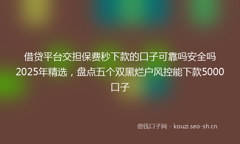 借贷平台交担保费秒下款的口子可靠吗安全吗2025年精选，盘点五个双黑烂户风控能下款5000口子