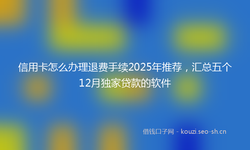 信用卡怎么办理退费手续2025年推荐,汇总五个12月独家贷款的软件