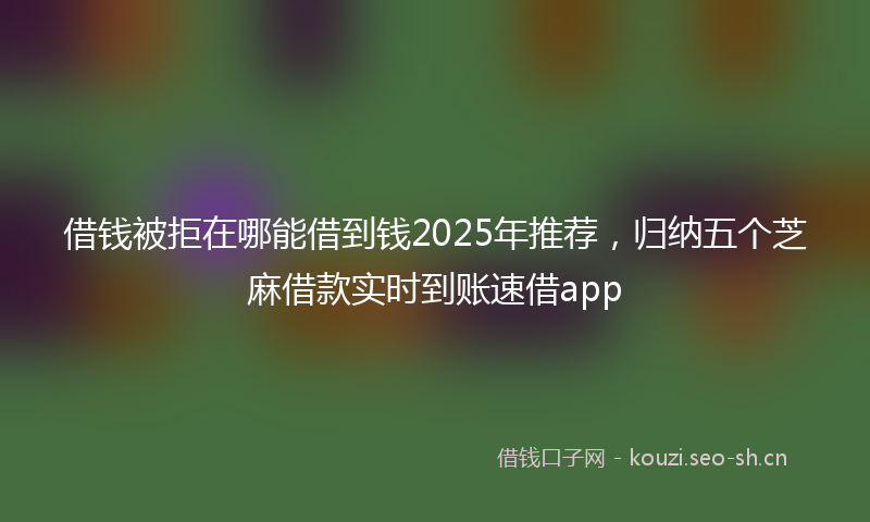 借钱被拒在哪能借到钱2025年推荐，归纳五个芝麻借款实时到账速借app